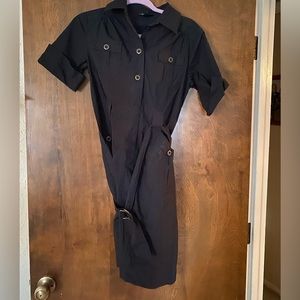 Black Collared Button Down Dress